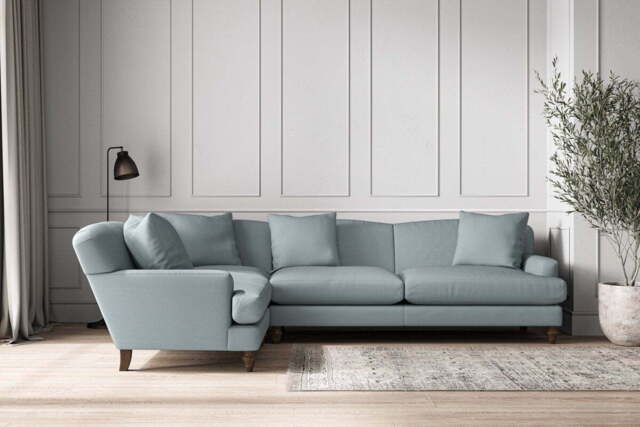 nkuku Deni Left Hand Corner Sofa - Make To Order - Grand - Recycled Cotton Horizon