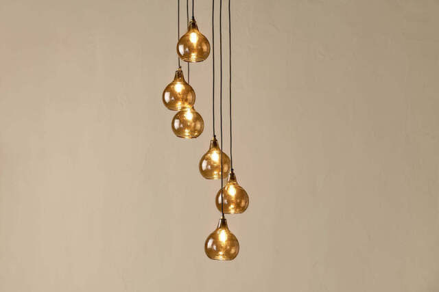 nkuku Ziva Statement Recycled Glass Cluster Pendant - Lights - One Size - Tonal Red