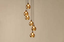 nkuku Ziva Statement Recycled Glass Cluster Pendant - Lights - One Size - Tonal Red
