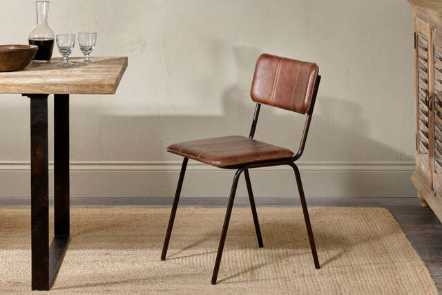 nkuku Ukari Leather Dining Chair - Seating - One Size - Chocolate Brown