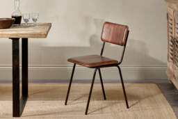 nkuku Ukari Leather Dining Chair - Seating - One Size - Chocolate Brown