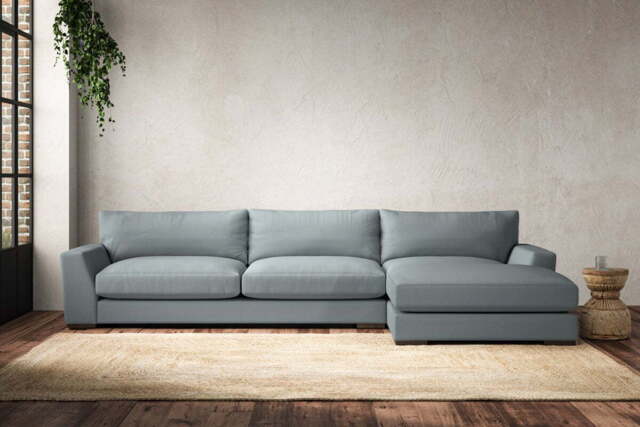 nkuku Guddu Right Hand Chaise Sofa - Make To Order - Grand - Recycled Cotton Horizon