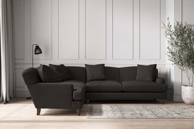 nkuku Deni Left Hand Corner Sofa - Make To Order - Super Grand - Brera Linen Espresso