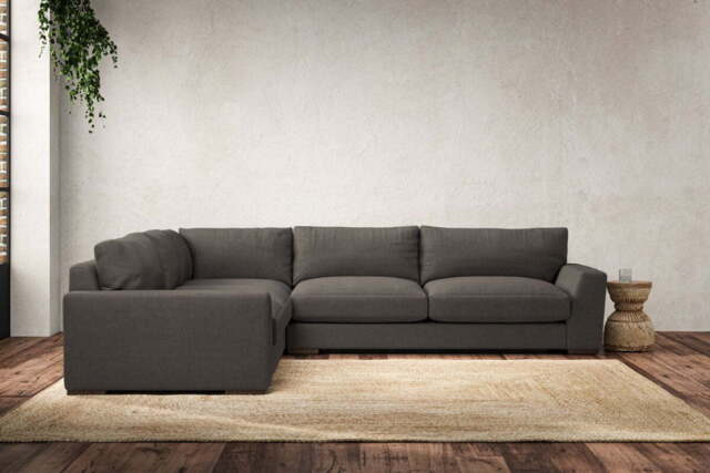 nkuku Guddu Large Left Hand Corner Sofa - Make To Order - Brera Linen Granite - No Colour