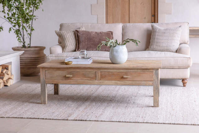 nkuku Laali Grooved Mango Wood Coffee Table - Tables - One Size - Natural