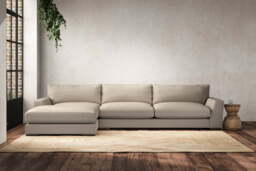 nkuku Guddu Left Hand Chaise Sofa - Make To Order - Grand - Recycled Cotton Stone