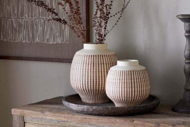 nkuku Perola Reactive Glaze Decorative Vase - Decorative Accessories - Large - Natural & Rust