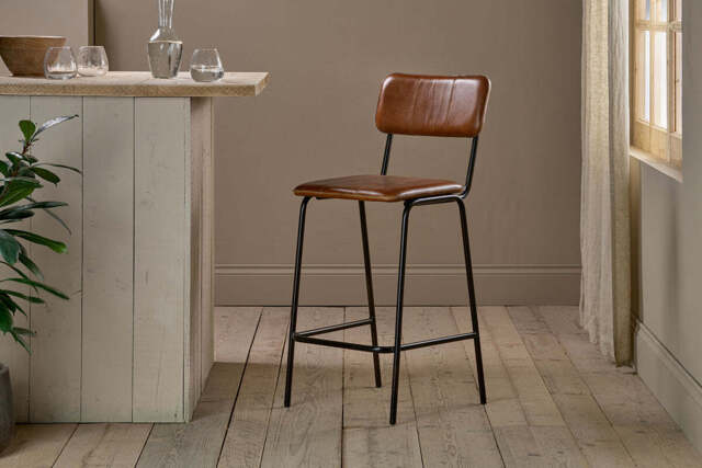 nkuku Ukari Counter Dining Chair - Seating - One Size - Aged Tan