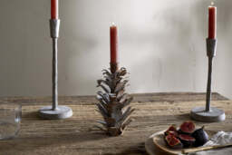 nkuku Elagalu Pine Cone Candle Holder - Christmas Decorations - One Size - Aged Zinc