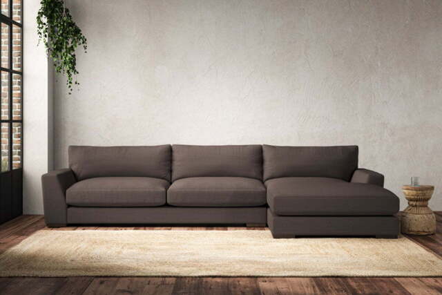 nkuku Guddu Right Hand Chaise Sofa - Make To Order - Grand - Recycled Cotton Mocha