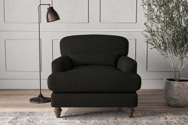 nkuku Deni Armchair - Make To Order - Brera Linen Charcoal - No Colour
