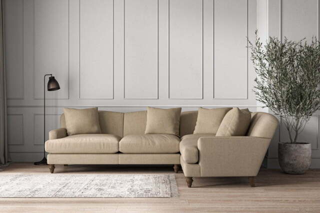 nkuku Deni Right Hand Corner Sofa - Make To Order - Large - Brera Linen Pebble