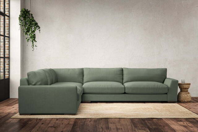 nkuku Guddu Left Hand Corner Sofa - Make To Order - Grand - Brera Linen Jade