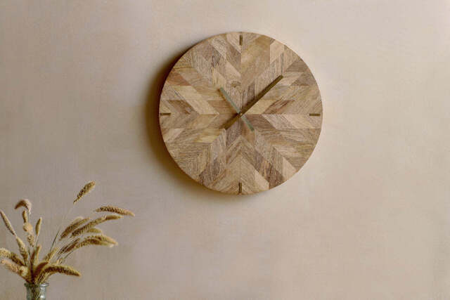 nkuku Enugu Mango Wood Clock - Decorative Accessories - One Size - Natural