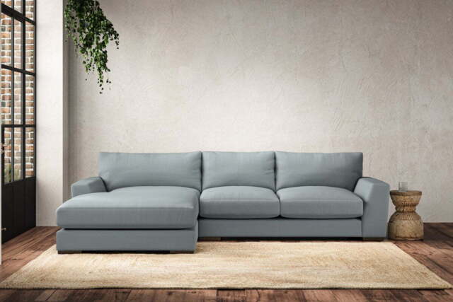 nkuku Guddu Left Hand Chaise Sofa - Make To Order - Medium - Recycled Cotton Horizon