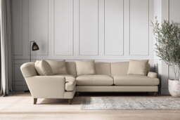 nkuku Deni Left Hand Corner Sofa - Make To Order - Grand - Recycled Cotton Stone