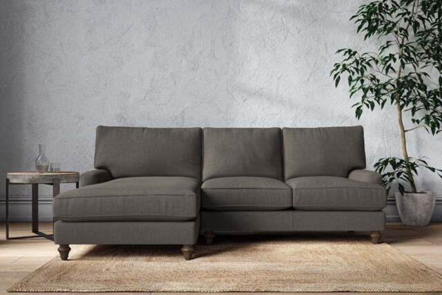 nkuku Marri Left Hand Chaise Sofa - Make To Order - Large - Brera Linen Granite
