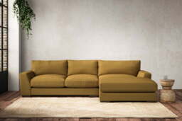 nkuku Guddu Right Hand Chaise Sofa - Make To Order - Medium - Recycled Cotton Ochre