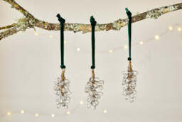 nkuku Danvi Glass Drop Baubles Set Of 3 - Christmas Decorations - Brass/Clear