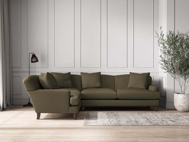 nkuku Deni Left Hand Corner Sofa - Make To Order - Large - Recycled Cotton Fatigue