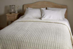 nkuku Peplu Cotton & Linen Screen Print Bed Quilt - Textiles - Sage Green - 220 x 240 cm