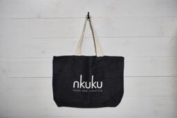nkuku Jute & Cotton Tote Bag - Gifting - Black - 67 x 49 cm