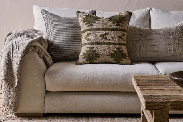 nkuku Bhumi Wool & Jute Cushion Cover - Textiles - Khaki Green - 50 x 50 cm
