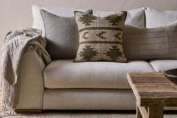 nkuku Bhumi Wool & Jute Cushion Cover - Textiles - Khaki Green - 50 x 50 cm