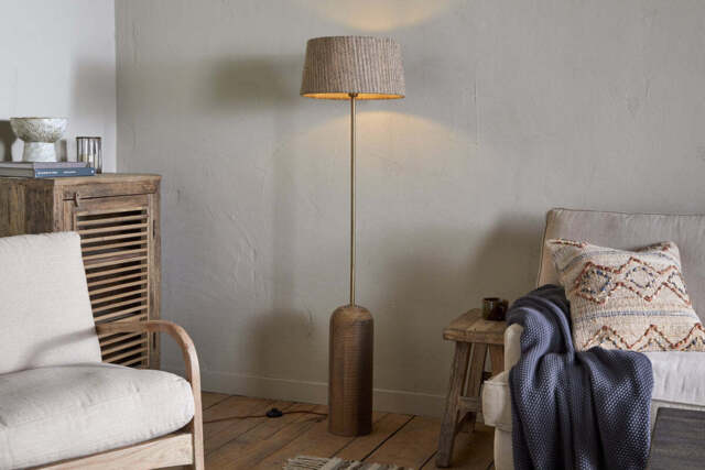 nkuku Agua Grooved Floor Lamp - Lamps - One Size - Natural
