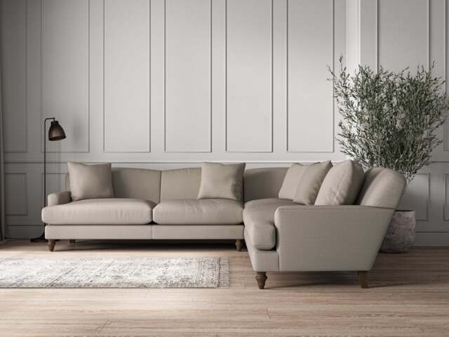 nkuku Deni Corner Sofa - Make To Order - Grand - Recycled Cotton Flax