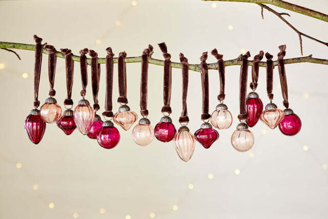 nkuku Adisa Bauble Jar Set Of 16 - Christmas Decorations - Ruby/Copper