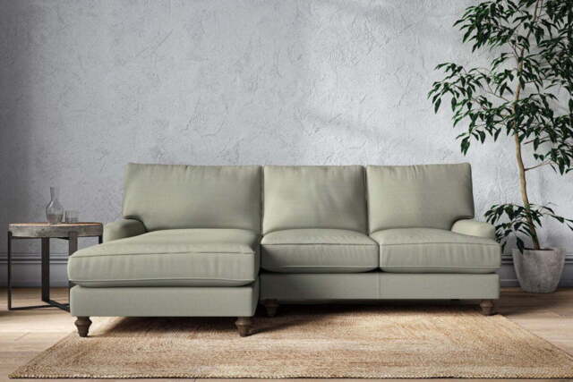 nkuku Marri Left Hand Chaise Sofa - Make To Order - Large - Recycled Cotton Seaspray