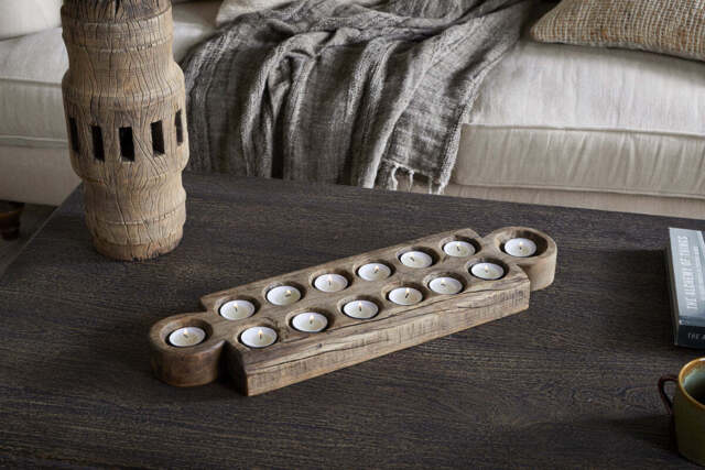 nkuku Makala Reclaimed Wood Tealight Holder - Candles Holders & Lanterns - One Size - Natural