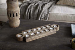 nkuku Makala Reclaimed Wood Tealight Holder - Candles Holders & Lanterns - One Size - Natural