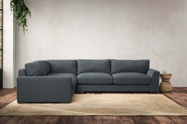 nkuku Guddu Left Hand Corner Sofa - Make To Order - Large - Brera Linen Dusk