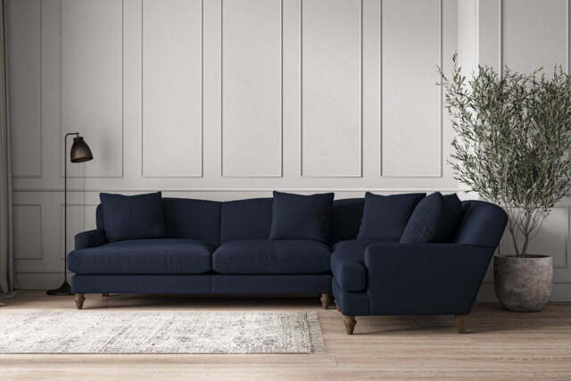 nkuku Deni Right Hand Corner Sofa - Make To Order - Grand - Brera Linen Indigo
