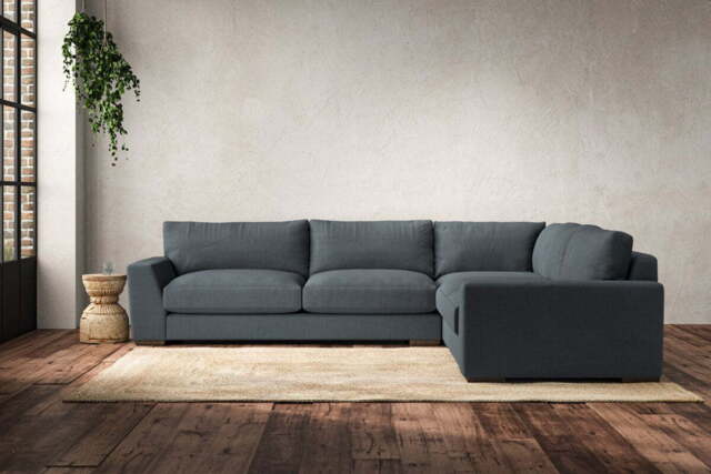 nkuku Guddu Large Right Hand Corner Sofa - Make To Order - Brera Linen Dusk - No Colour