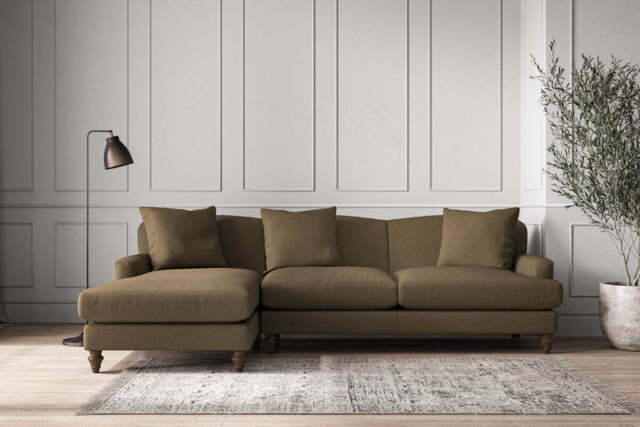 nkuku Deni Left Hand Chaise Sofa - Make To Order - Large - Brera Linen Chestnut