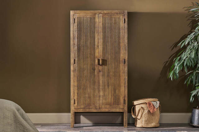 nkuku Yasha Reeded Mango Wood Cabinet - Storage Furniture - One Size - Natural