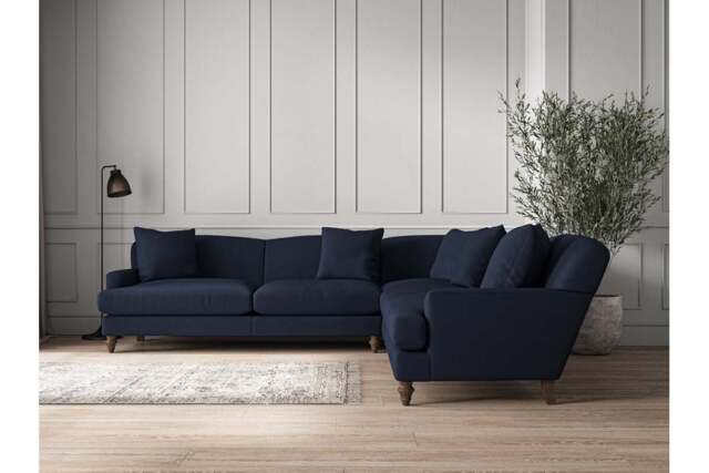 nkuku Deni Corner Sofa - Make To Order - Grand - Brera Linen Indigo