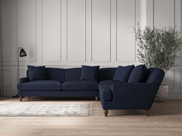 nkuku Deni Corner Sofa - Make To Order - Grand - Brera Linen Indigo