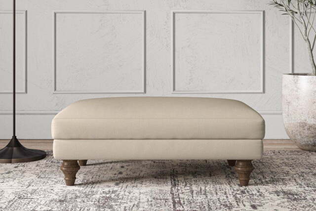 nkuku Deni Dining Footstool - Make To Order - Medium - Recycled Cotton Stone