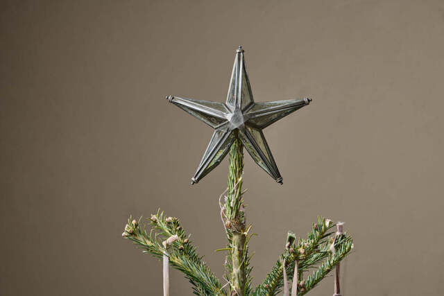 nkuku Bakara Star Tree Topper - Christmas Decorations - One Size - Antique Silver