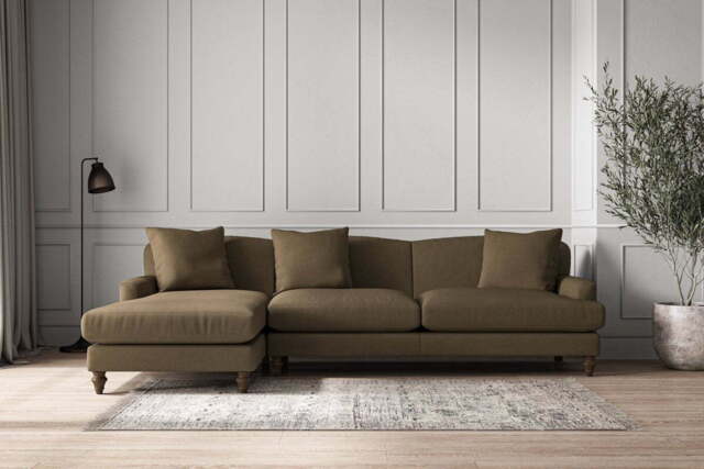 nkuku Deni Left Hand Chaise Sofa - Make To Order - Grand - Brera Linen Chestnut