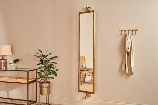 nkuku Visala Swivel Full Length Wall Mirror - Mirrors - Large - Antique Brass
