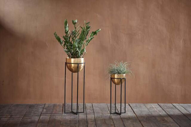 nkuku Atsu Brass Planter Stand - Vases & Planters - Large - Antique Brass