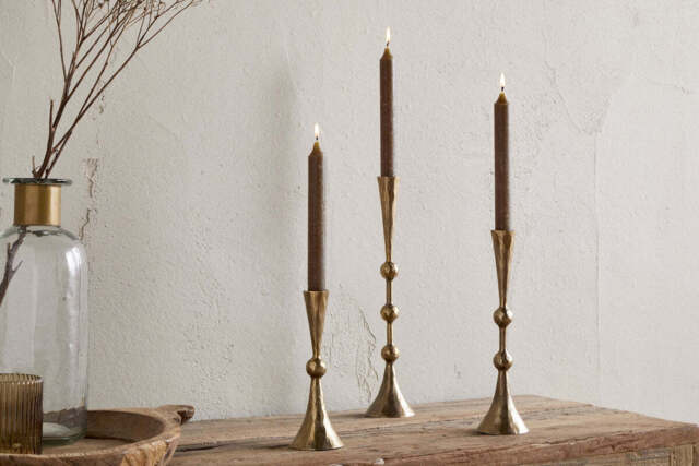 nkuku Javanee Candle Holder - Candles Holders & Lanterns - Medium - Antique Brass