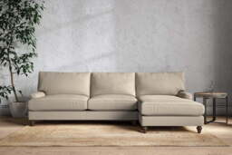 nkuku Marri Right Hand Chaise Sofa - Make To Order - Grand - Recycled Cotton Stone