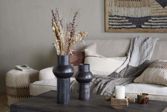 nkuku Endo Reclaimed Iron Vase - Vases & Planters - Large - Aged Black