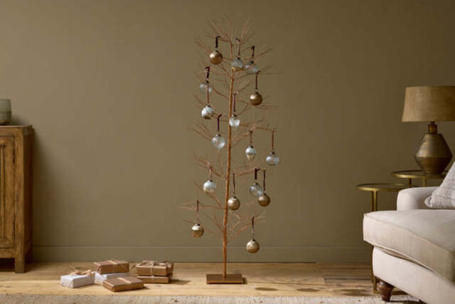 nkuku Charida Base Wire Tree - Christmas Decorations - Extra Large - Brass